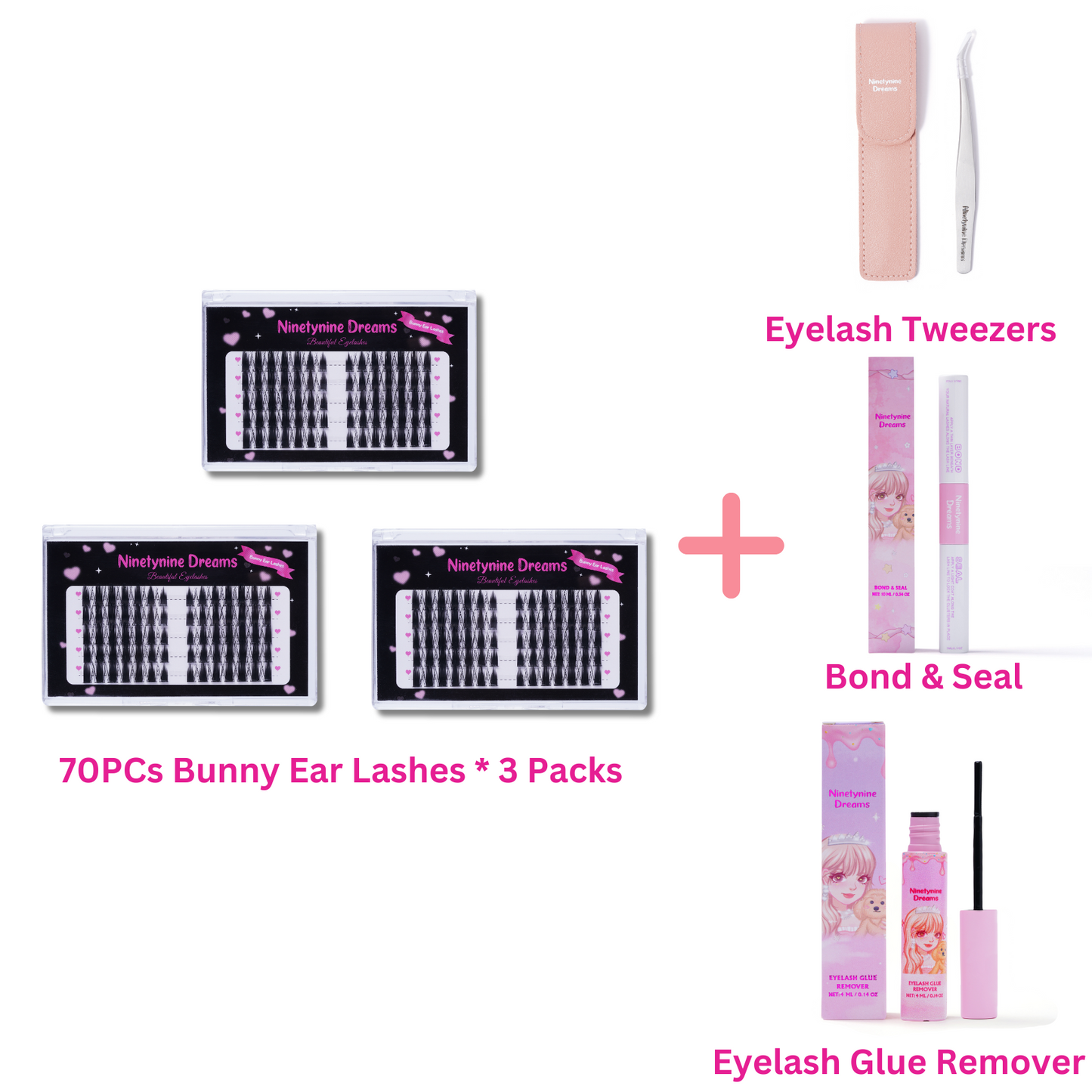 70PCs Bunny Ear Lashes