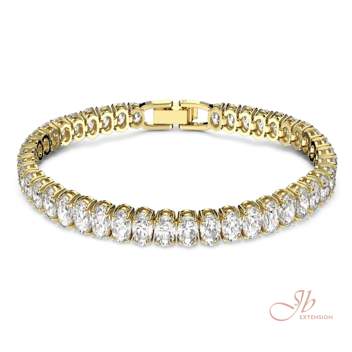 JBSELECTION stainless steel 14K Gold Plated Oval 4mm Cubic Zirconia Classic Tennis Bracelet | Gold Bracelets for Women