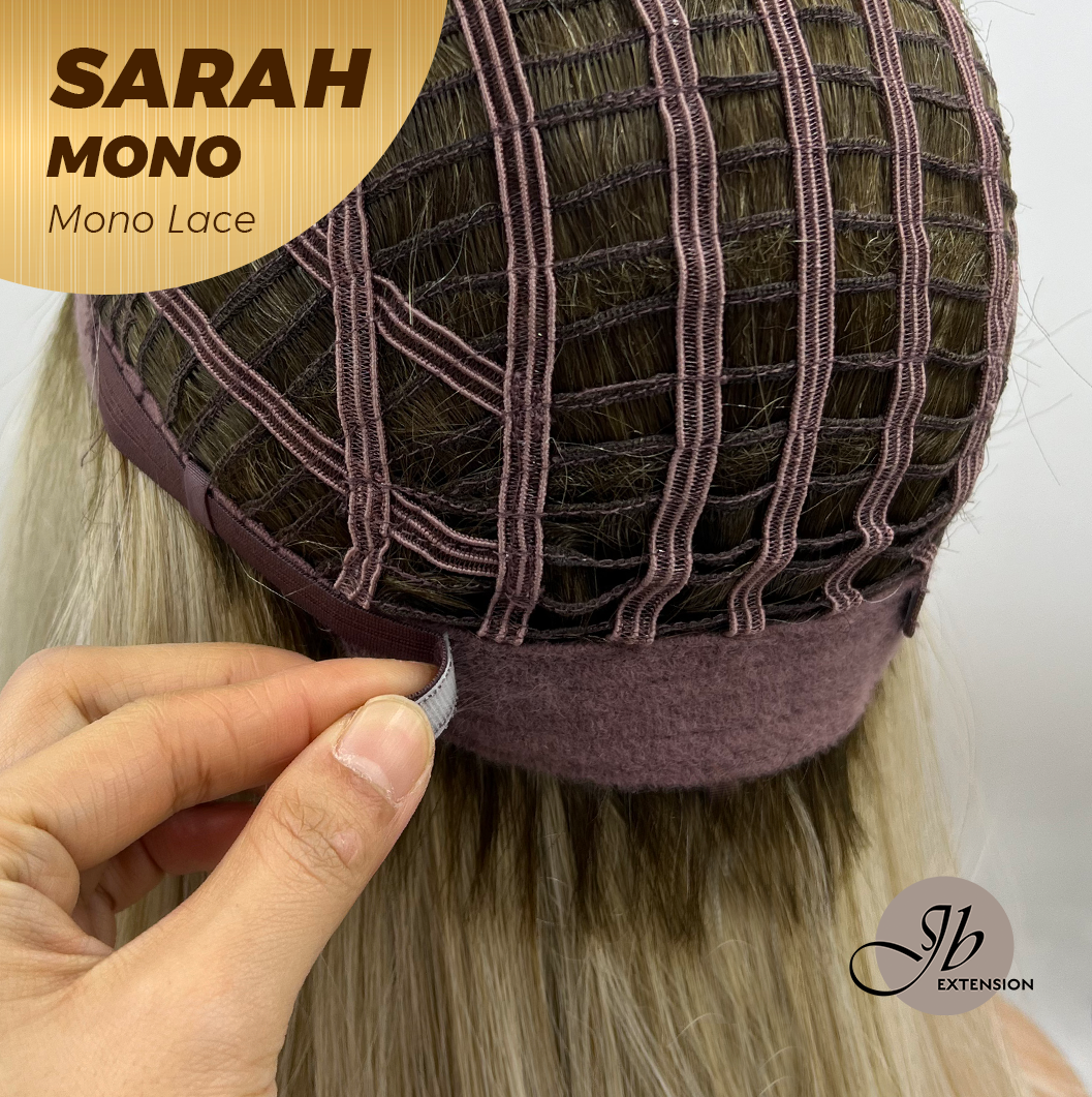 JBEXTENSION SARAH MONO Full Monofilament Wig 22 Inches Blonde Color Full Mono Lace Glueless With Anti-slip Silicone Strips Wig SARAH MONO【BENDY EAR TABS】