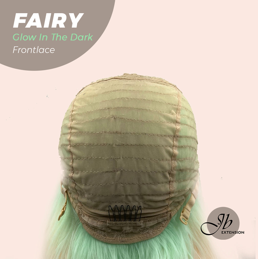 JBextension GLOW IN THE DARK 26 Inches Curly Rainbow Color Frontlace Glueless Wig FAIRY