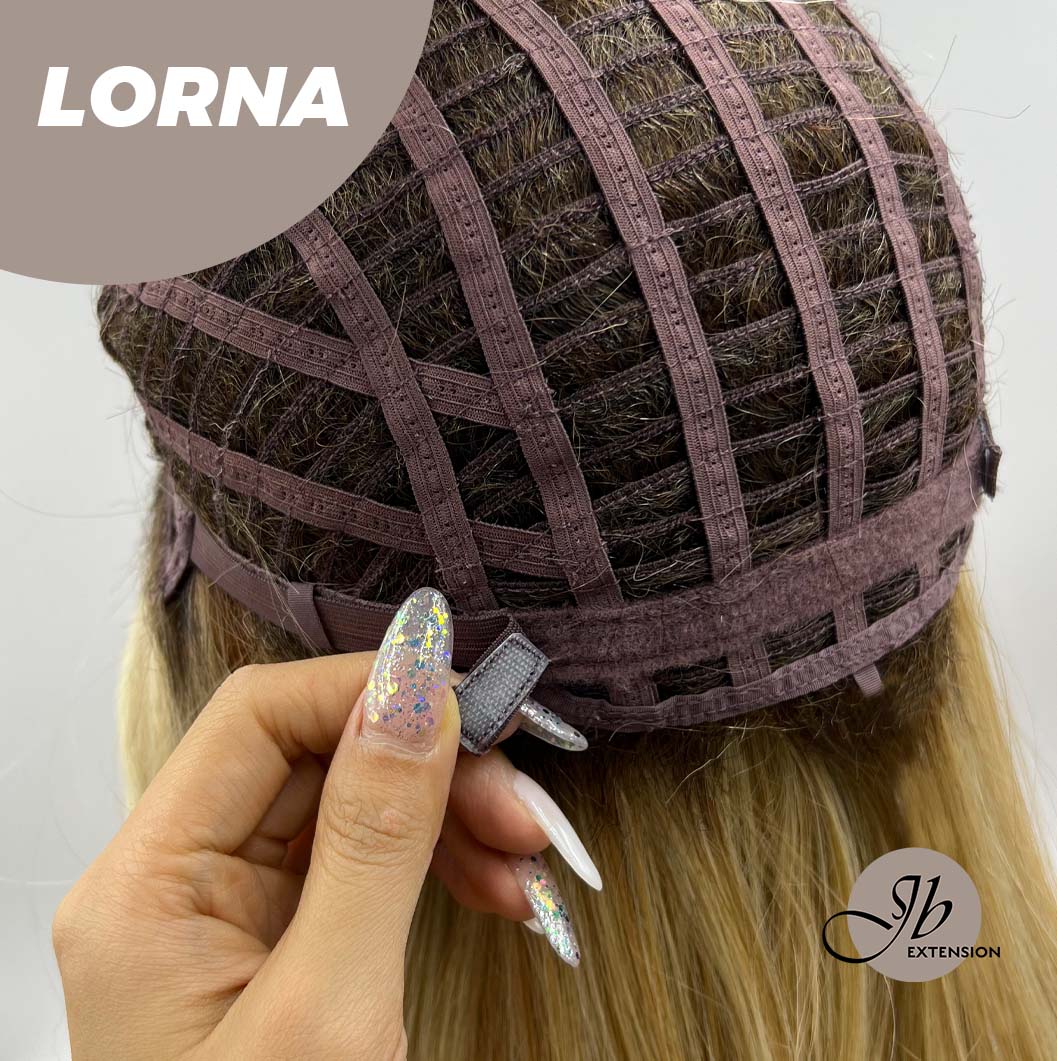 [PRE-ORDER] JBEXTENSION 18 Inches Blonde Curly Women Fashion Full Machine Wig With Bangs LORNA【PLUS PERMATEASE】【BENDY EAR TABS】