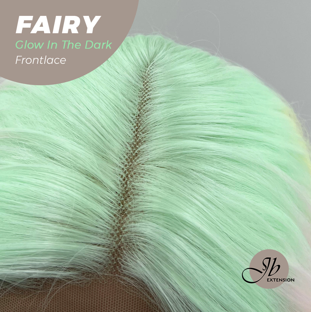 JBextension GLOW IN THE DARK 26 Inches Curly Rainbow Color Frontlace Glueless Wig FAIRY