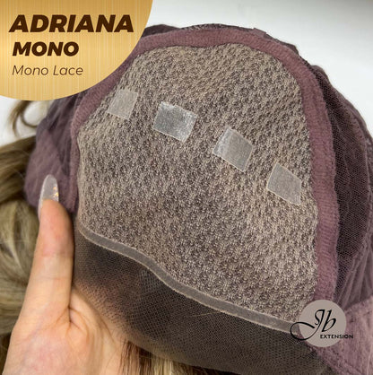 JBEXTENSION ADRIANA MONO Full Monofilament Handmade Full Lace Full Hand Tied Wig 14 Inches Blonde With Dark Root Wave Mono Lace Handmade Futura Fiber Wig With Anti-slip Silicone Strips Glueless Wig Adriana Mono【BENDY EAR TABS】