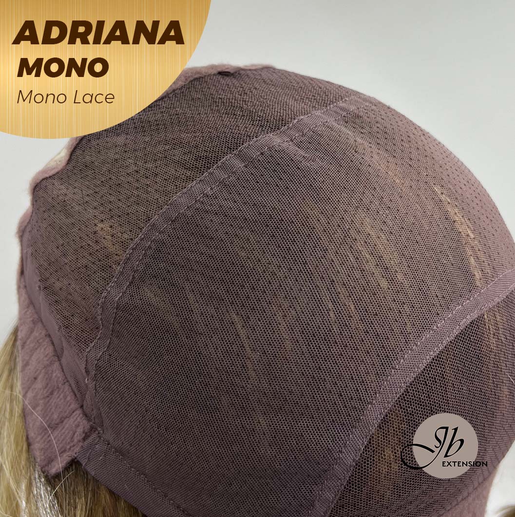 JBEXTENSION ADRIANA MONO Full Monofilament Handmade Full Lace Full Hand Tied Wig 14 Inches Blonde With Dark Root Wave Mono Lace Handmade Futura Fiber Wig With Anti-slip Silicone Strips Glueless Wig Adriana Mono【BENDY EAR TABS】