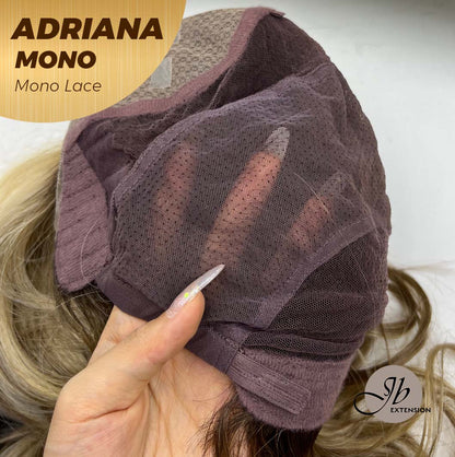 JBEXTENSION ADRIANA MONO Full Monofilament Handmade Full Lace Full Hand Tied Wig 14 Inches Blonde With Dark Root Wave Mono Lace Handmade Futura Fiber Wig With Anti-slip Silicone Strips Glueless Wig Adriana Mono【BENDY EAR TABS】