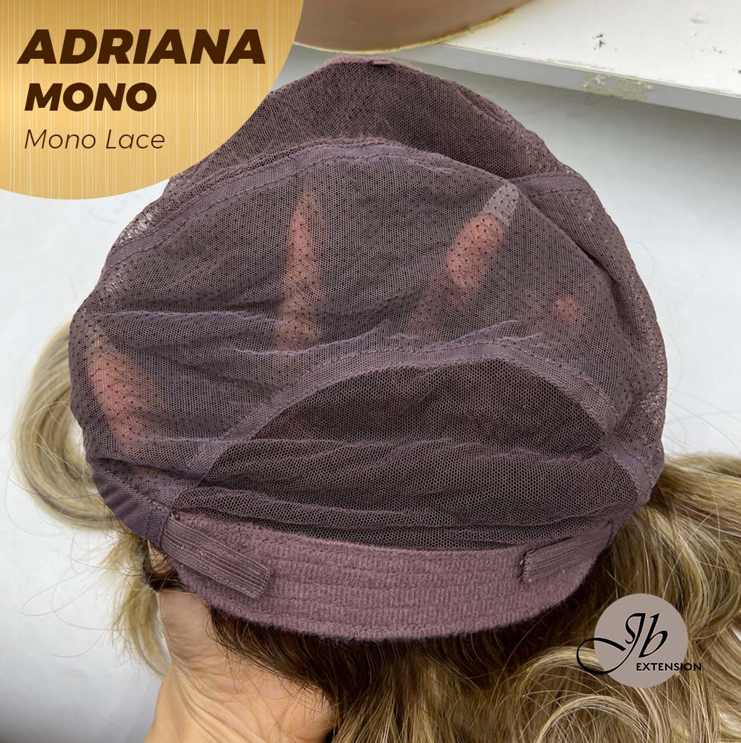 JBEXTENSION ADRIANA MONO Full Monofilament Handmade Full Lace Full Hand Tied Wig 14 Inches Blonde With Dark Root Wave Mono Lace Handmade Futura Fiber Wig With Anti-slip Silicone Strips Glueless Wig Adriana Mono【BENDY EAR TABS】