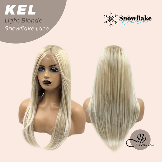JBEXTENSION 22 Inches Light Blonde Pre-Cut Snowflake Lace Frontlace Glueless Wig KEL LIGHT BLONDE【PERMATEASE】【BENDY EAR TABS】