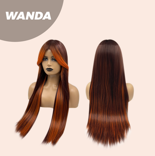 JBEXTENSION 30 Inches Copper Straight Wig With Bangs WANDA