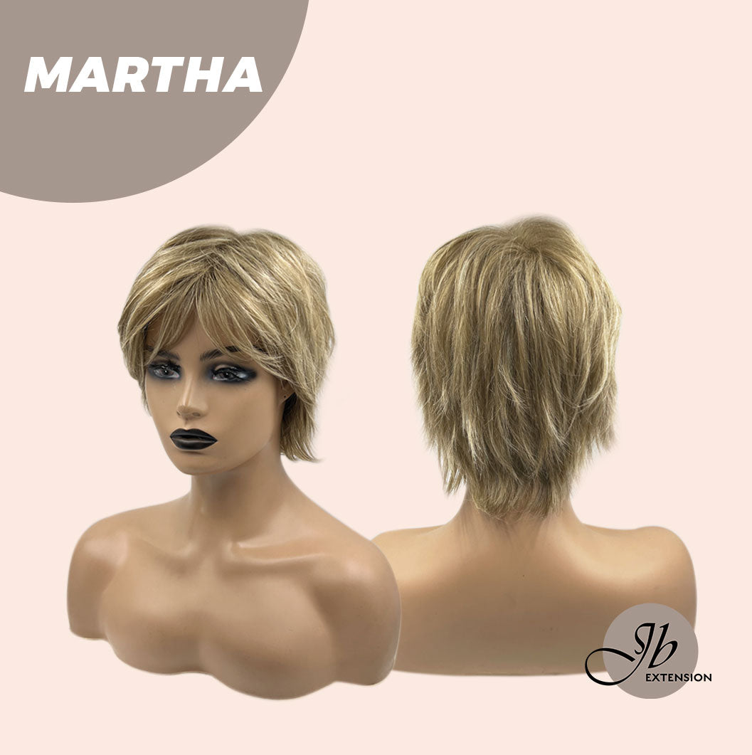 JBEXTENSION Pixie Cut Champagne Half Real Human Hair Half Futura Fiber Fashion Wig MARTHA