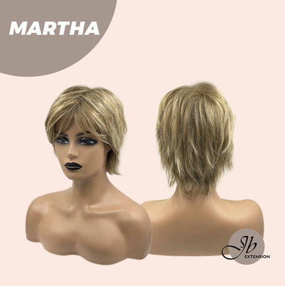 JBEXTENSION Pixie Cut Champagne Half Real Human Hair Half Futura Fiber Fashion Wig MARTHA