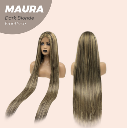 JBEXTENSION 38 Inches Super Long Straight Dark Blonde Pre-Cut Frontlace Wig MAURA DARK BLONDE