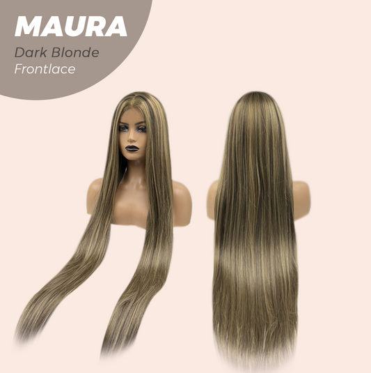 JBEXTENSION 38 Inches Super Long Straight Dark Blonde Pre-Cut Frontlace Wig MAURA DARK BLONDE