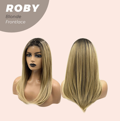 JBEXTENSION 22 Inches Blonde Medium Length Women Pre-Cut Frontlace Glueless Wig ROBY BLONDE