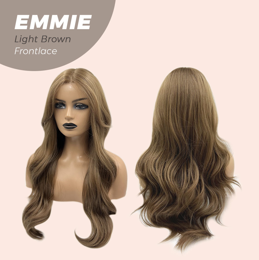 JBEXTENSION 26 Inches Curly Women Light Brown Wig Pre-Cut Frontlace Glueless Wig EMMIE LIGHT BROWN