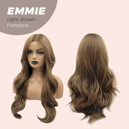 JBEXTENSION 26 Inches Curly Women Light Brown Wig Pre-Cut Frontlace Glueless Wig EMMIE LIGHT BROWN