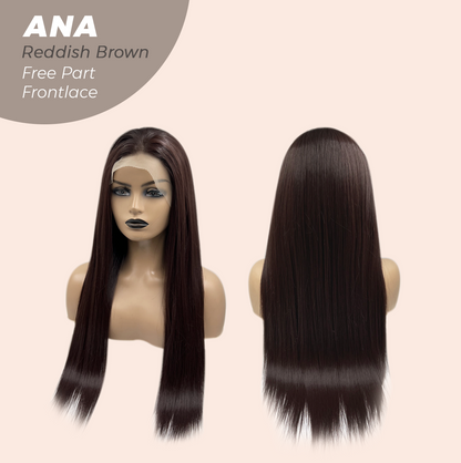 JBEXTENSION 28 Inches Reddish Brown Straight 13X6 Free Part Frontlace Glueless Wig ANA REDDISH BROWN