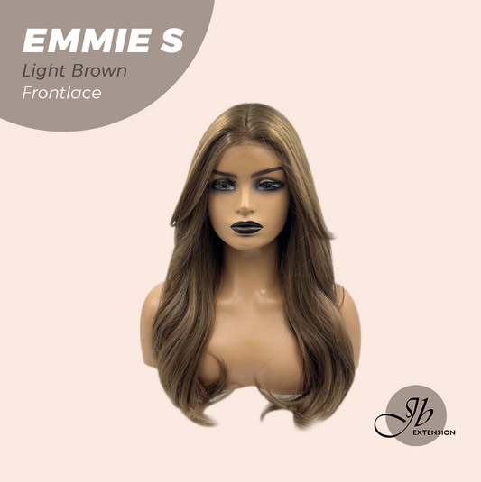 JBEXTENSION 22 Inches Curly Light Brown Pre-Cut Frontlace Glueless Wig EMMIE S LIGHT BROWN