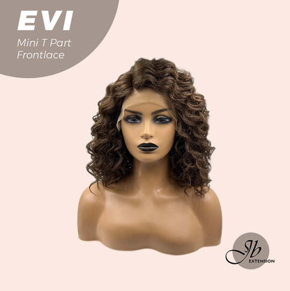 JBEXTENSION 15 Inches Deep Curly Brown Side Part Mini T Part Frontlace Glueless Wig EVI