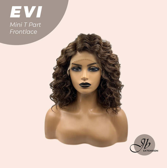 JBEXTENSION 15 Inches Deep Curly Brown Side Part Mini T Part Frontlace Glueless Wig EVI