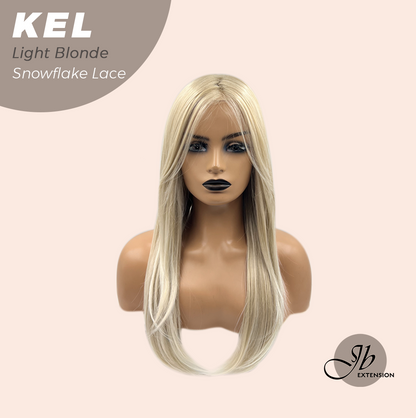 JBEXTENSION 22 Inches Light Blonde Pre-Cut Snowflake Lace Frontlace Glueless Wig KEL LIGHT BLONDE【PERMATEASE】【BENDY EAR TABS】