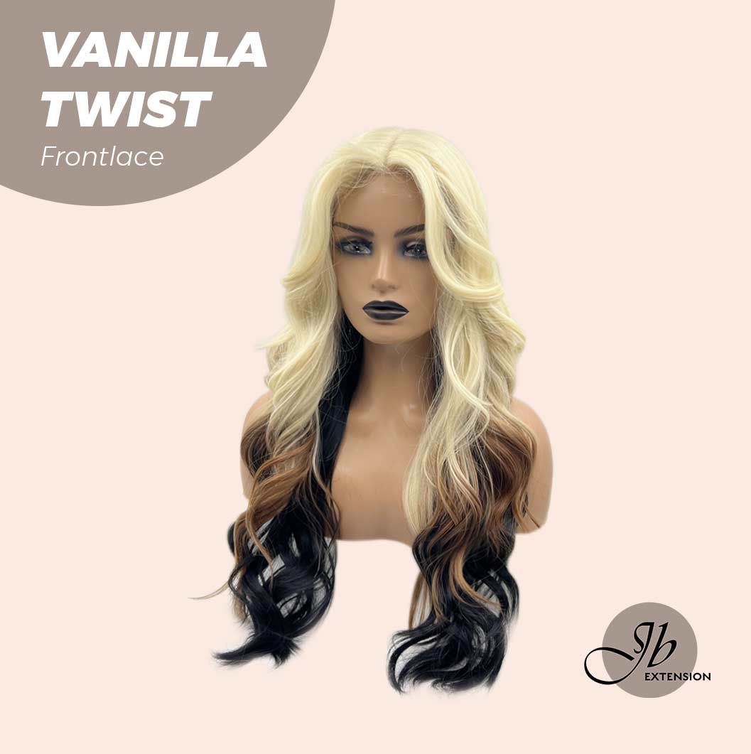 JBEXTENSION 25 Inches Body Wave Light Blonde On The Top Mix Color Pre-Cut Frontlace Glueless Wig VANILLA TWIST