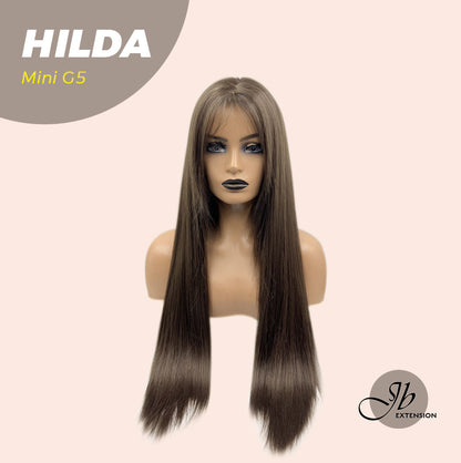 JBEXTENSION Mini G5 28 Inches Long Cold Brown Straight Wig With Bangs HILDA