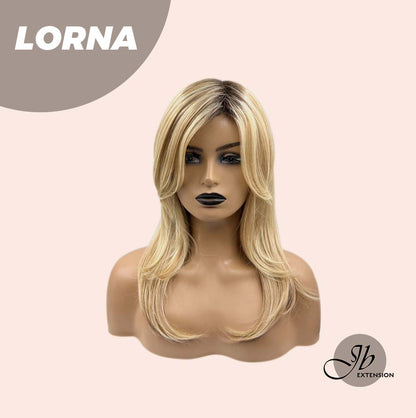 [PRE-ORDER] JBEXTENSION 18 Inches Blonde Curly Women Fashion Full Machine Wig With Bangs LORNA【PLUS PERMATEASE】【BENDY EAR TABS】