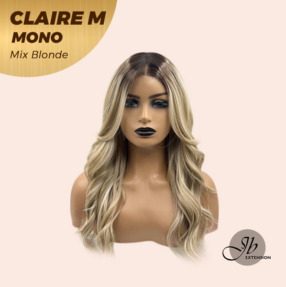 JBEXTENSION CLAIRE MONO MIX BLONDE Partial Monofilament Wig 22 Inches Mix Blonde Partial Mono Lace Glueless Wig CLAIRE MONO MIX BLONDE【BENDY EAR TABS】