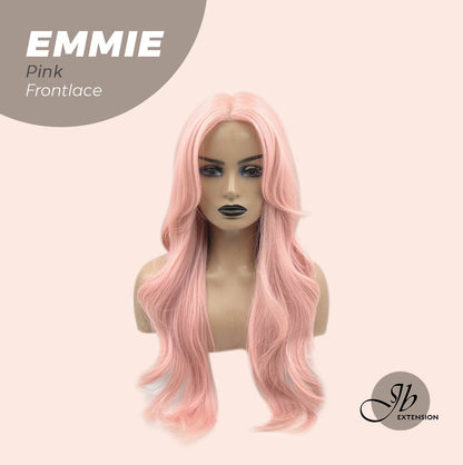 JBEXTENSION 26 Inches Curly Women Pink Wig Pre-Cut Frontlace Glueless Wig EMMIE PINK