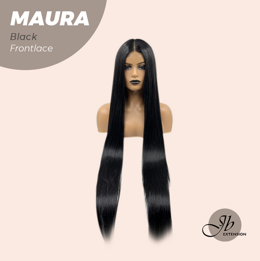 JBEXTENSION 38 Inches Super Long Straight Black Pre-Cut Frontlace Wig MAURA BLACK