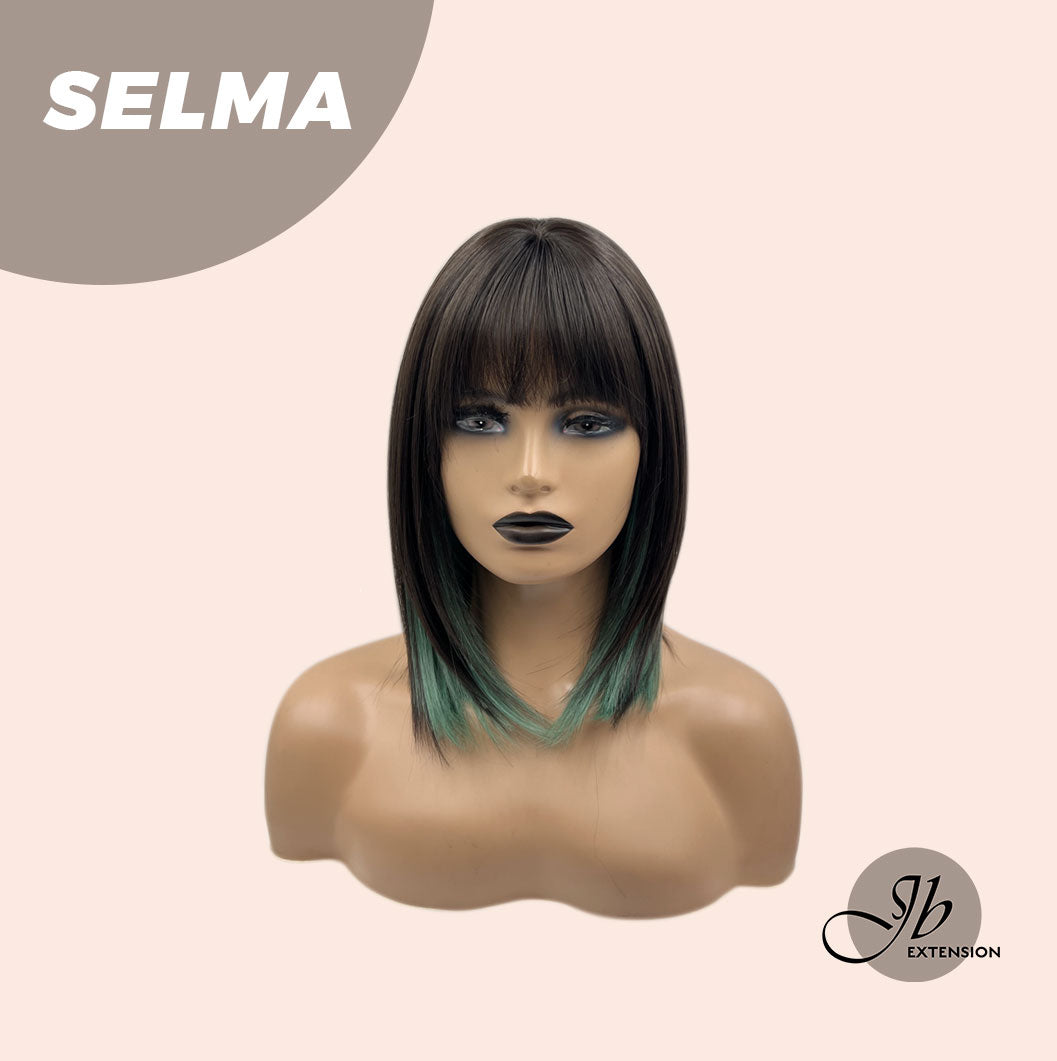 JBEXTENSION 14 Inches Ombre Green Wig With Bangs SELMA