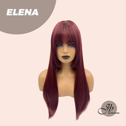 JBEXTENSION 22 Inches Straight Red Hime Cut Wig With Bangs ELENA