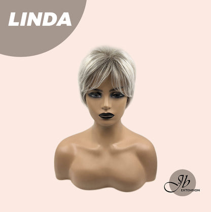 JBEXTENSION Pixie Cut Grey Silver Half Real Human Hair Half Futura Fiber Fashion Women Wig LINDA