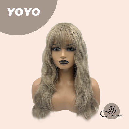 JBEXTENSION 22 Inches Grey Body Wave Wig With Full Bangs YOYO