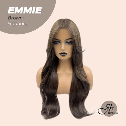 JBEXTENSION 26 Inches Curly Women Cold Brown Wig Pre-Cut Frontlace Glueless Wig EMMIE BROWN
