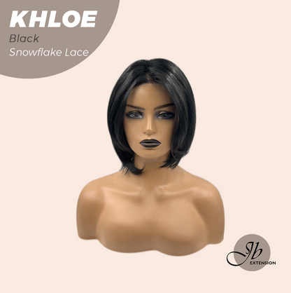 JBEXTENSION 12 Inches Bob Cut Black Pre-Cut Snowflake Lace Frontlace Glueless Wig KHLOE BLACK【PERMATEASE】【BENDY EAR TABS】