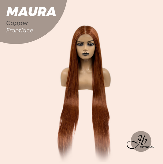JBEXTENSION 38 Inches Super Long Straight Copper Pre-Cut Frontlace Wig MAURA COPPER