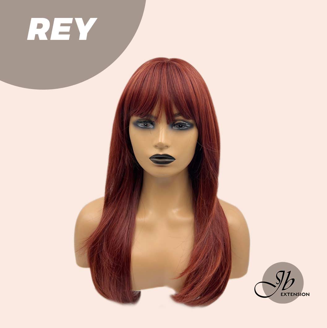 JBEXTENSION 22 Inches Wolf Cut Red Wig With Bangs REY