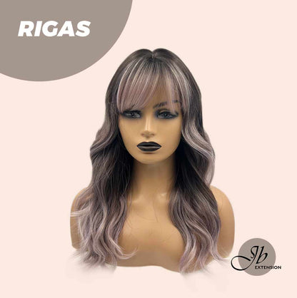 JBEXTENSION 20 Inches Shatush Purple Body Wave Wig With Bangs RIGAS