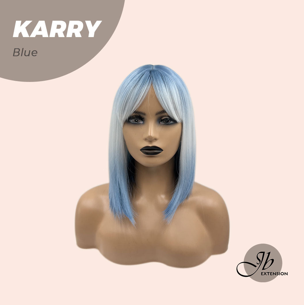 JBEXTENSION 12 Inches Bob Cut Short Straight Blue Wig KARRY BLUE
