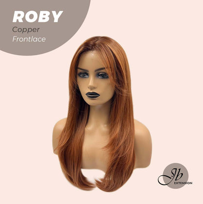 JBEXTENSION 22 Inches Copper Medium Length Women Pre-Cut Frontlace Glueless Wig ROBY COPPER