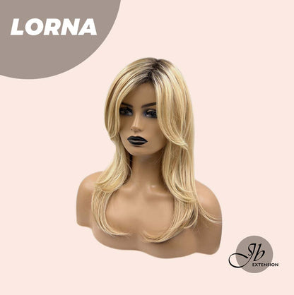 [PRE-ORDER] JBEXTENSION 18 Inches Blonde Curly Women Fashion Full Machine Wig With Bangs LORNA【PLUS PERMATEASE】【BENDY EAR TABS】