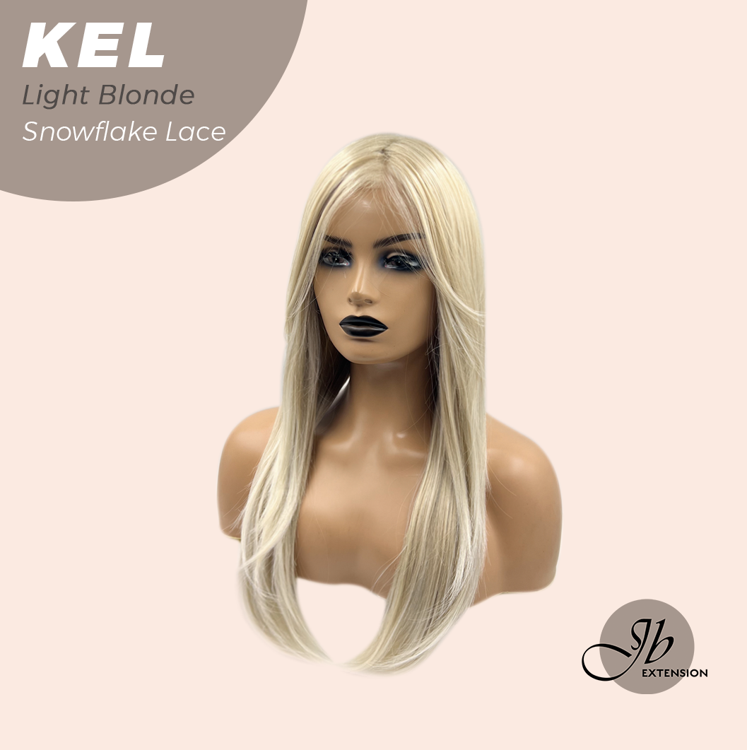 JBEXTENSION 22 Inches Light Blonde Pre-Cut Snowflake Lace Frontlace Glueless Wig KEL LIGHT BLONDE【PERMATEASE】【BENDY EAR TABS】