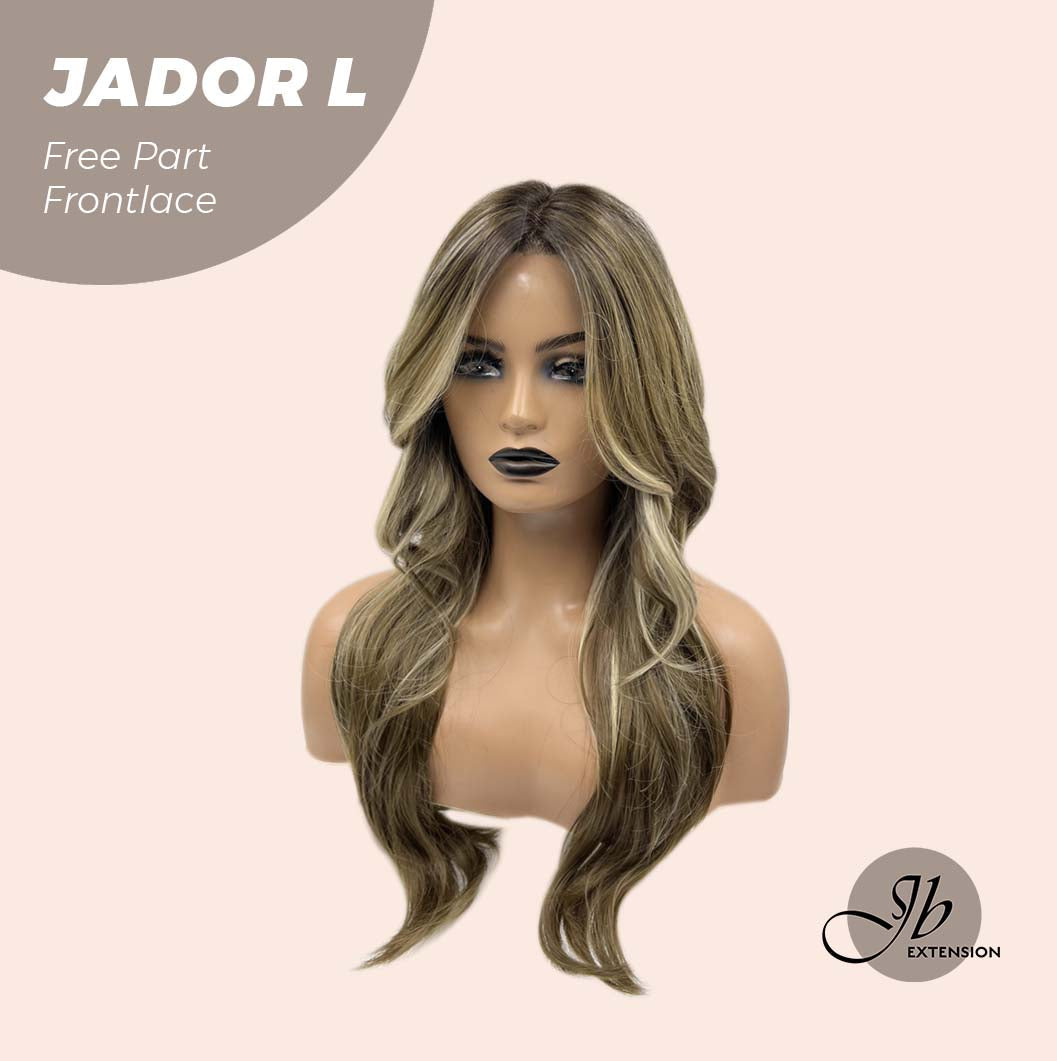 JBEXTENSION 24 Inches Blonde Highlight Curly Lace Front Wig.Pre Plucked 13*4 HD Transparent Lace Frontal Handmade Futura Fiber Swiss Lace Synthetic Fiber Pre-Cut Lace Glueless Wig JADOR L