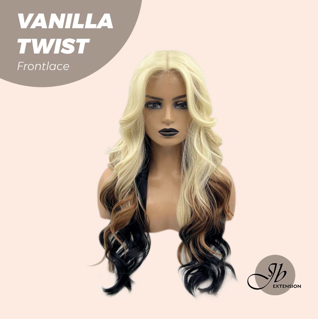 JBEXTENSION 25 Inches Body Wave Light Blonde On The Top Mix Color Pre-Cut Frontlace Glueless Wig VANILLA TWIST