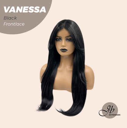 JBEXTENSION 26 Inches Curly Black Pre-Cut Frontlace Wig VANESSA BLACK