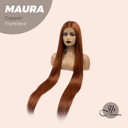 JBEXTENSION 38 Inches Super Long Straight Copper Pre-Cut Frontlace Wig MAURA COPPER