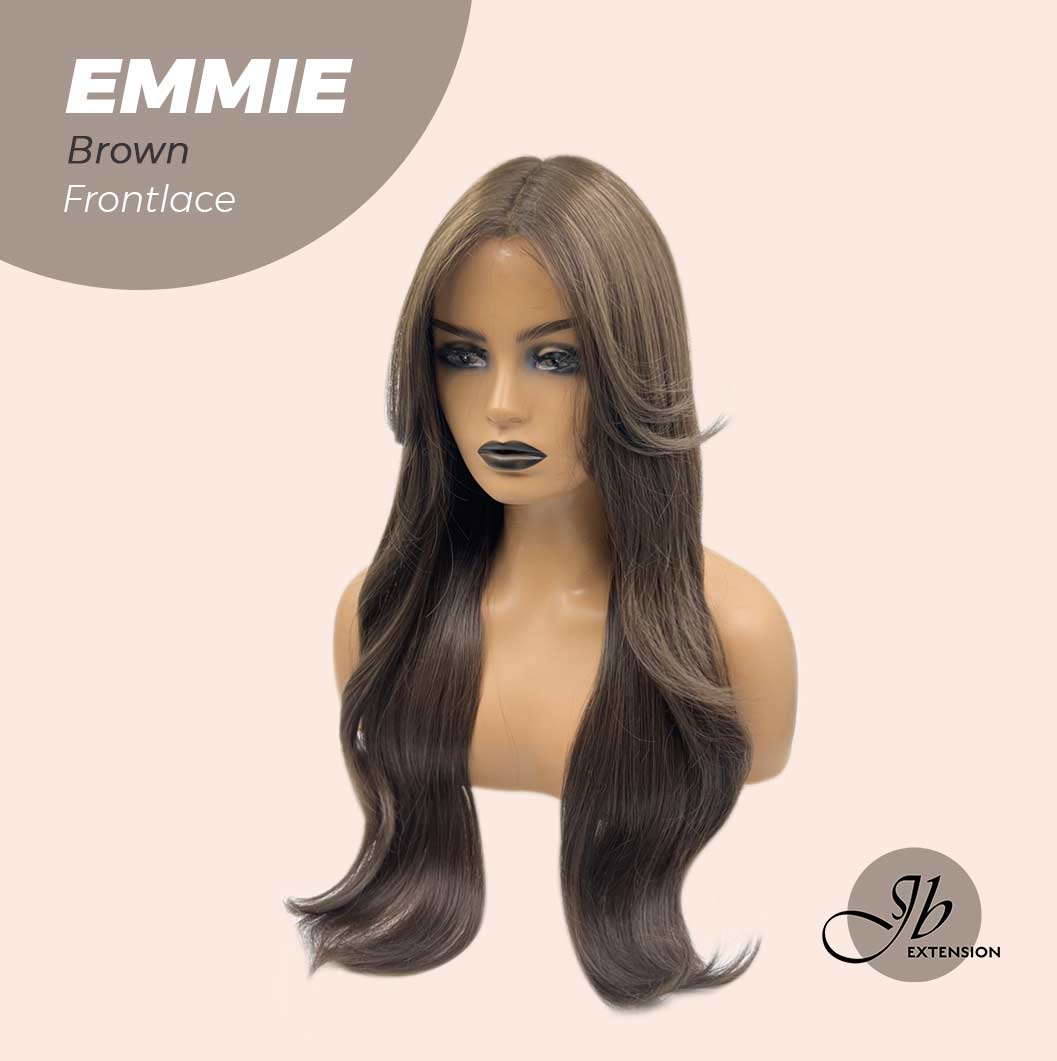 JBEXTENSION 26 Inches Curly Women Cold Brown Wig Pre-Cut Frontlace Glueless Wig EMMIE BROWN