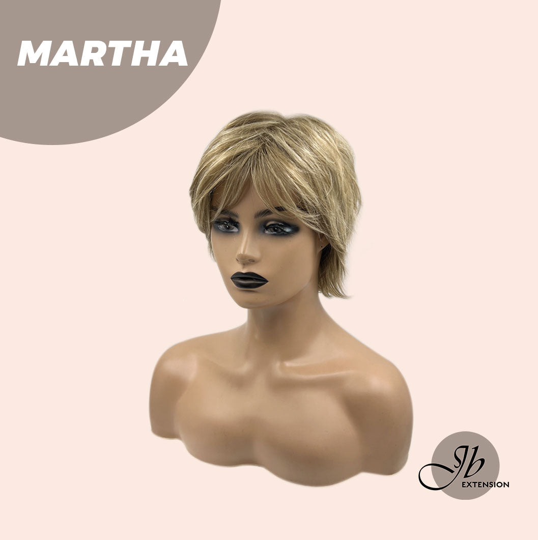 JBEXTENSION Pixie Cut Champagne Half Real Human Hair Half Futura Fiber Fashion Wig MARTHA