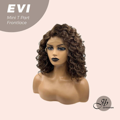 JBEXTENSION 15 Inches Deep Curly Brown Side Part Mini T Part Frontlace Glueless Wig EVI